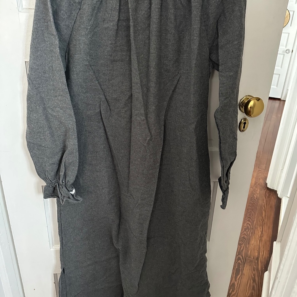 Petite Plume Women's Flannel Delphine Nightgown in Grey Small